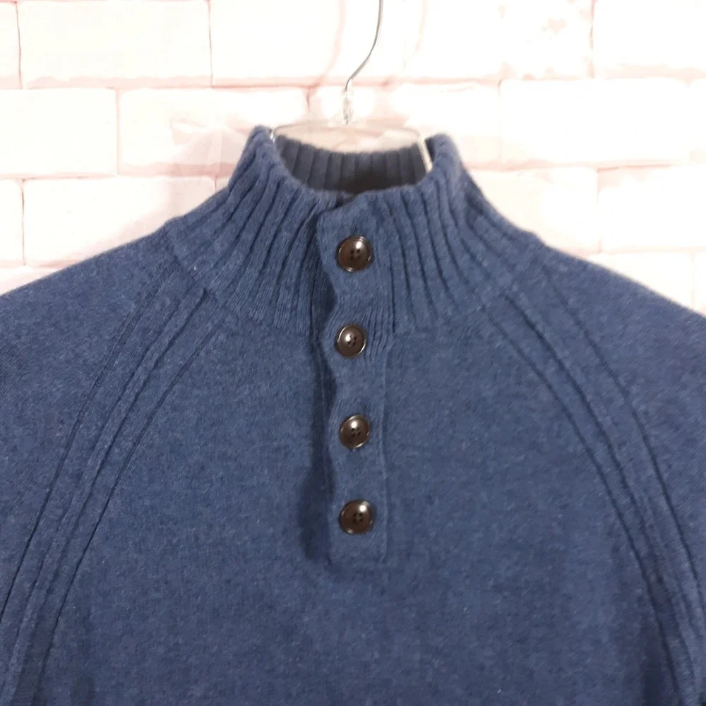 Banana Republic Wool Blend Sweater Mens Small Pullover Blue Knit Mock Neck